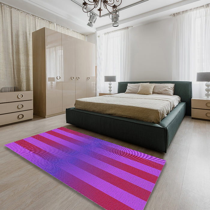 Round Machine Washable Transitional Deep Pink Rug in a Office, wshpat3841pur