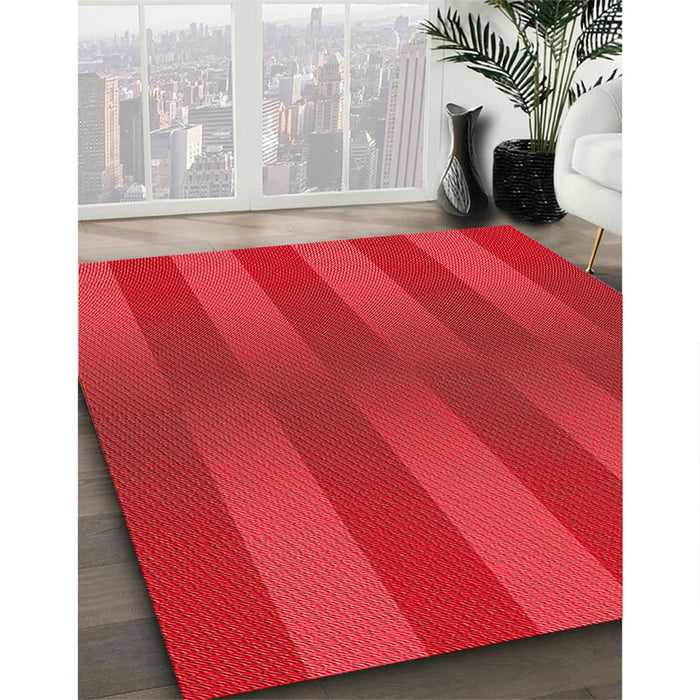 Patterned Red Rug in Family Room, pat3841rd