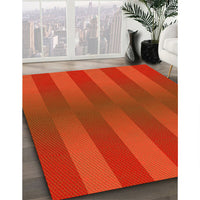 Patterned Scarlet Red Rug, pat3841yw