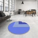 Round Patterned Sky Blue Rug in a Office, pat3842blu