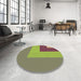 Round Patterned Green Rug in a Office, pat3842brn