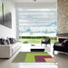 Square Patterned Green Rug in a Living Room, pat3842brn