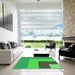 Machine Washable Transitional Neon Green Rug in a Kitchen, wshpat3842grn