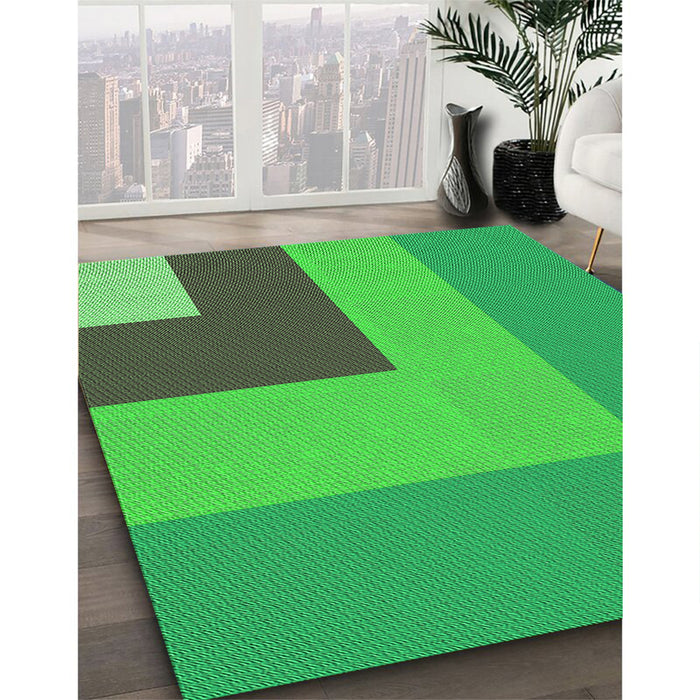 Machine Washable Transitional Neon Green Rug in a Family Room, wshpat3842grn