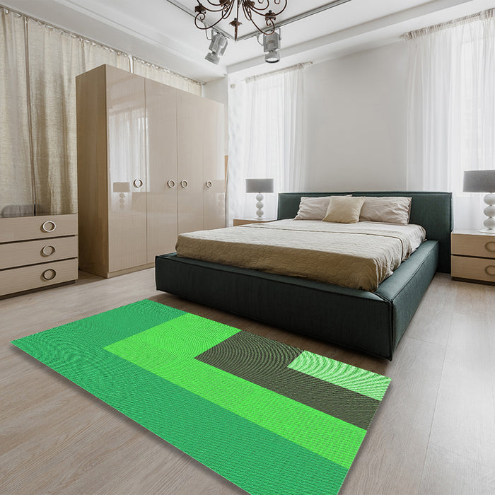Patterned Neon Green Rug in a Bedroom, pat3842grn