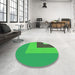 Round Patterned Neon Green Rug in a Office, pat3842grn