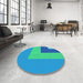 Round Patterned Neon Blue Rug in a Office, pat3842lblu