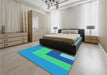 Patterned Neon Blue Rug in a Bedroom, pat3842lblu