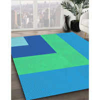 Patterned Neon Blue Rug, pat3842lblu