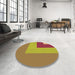 Round Patterned Yellow Rug in a Office, pat3842org