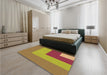 Patterned Yellow Rug in a Bedroom, pat3842org