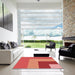 Square Patterned Red Rug in a Living Room, pat3842rd