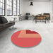 Round Patterned Red Rug in a Office, pat3842rd