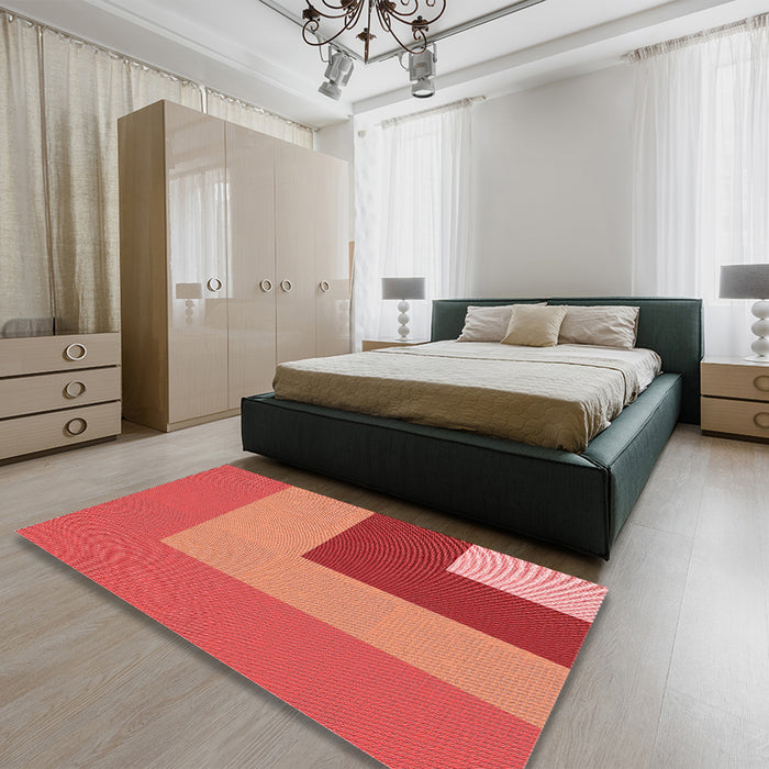 Patterned Red Rug in a Bedroom, pat3842rd