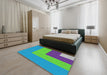 Machine Washable Transitional Blue Rug in a Bedroom, wshpat3842