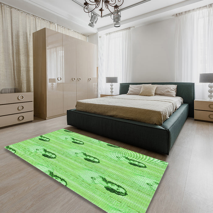 Patterned Emerald Green Rug in a Bedroom, pat3843grn