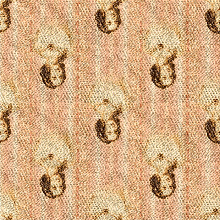 Round Patterned Orange Rug, pat3843org