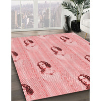 Patterned Baby Pink Rug, pat3843rd