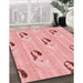 Patterned Baby Pink Rug in Family Room, pat3843rd