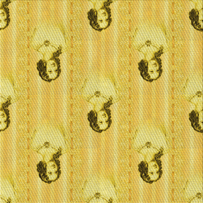 Round Machine Washable Transitional Yellow Rug, wshpat3843yw