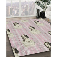 Patterned Champagne Beige Novelty Rug, pat3843