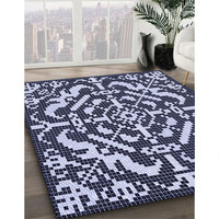 Patterned Night Blue Rug, pat3844blu