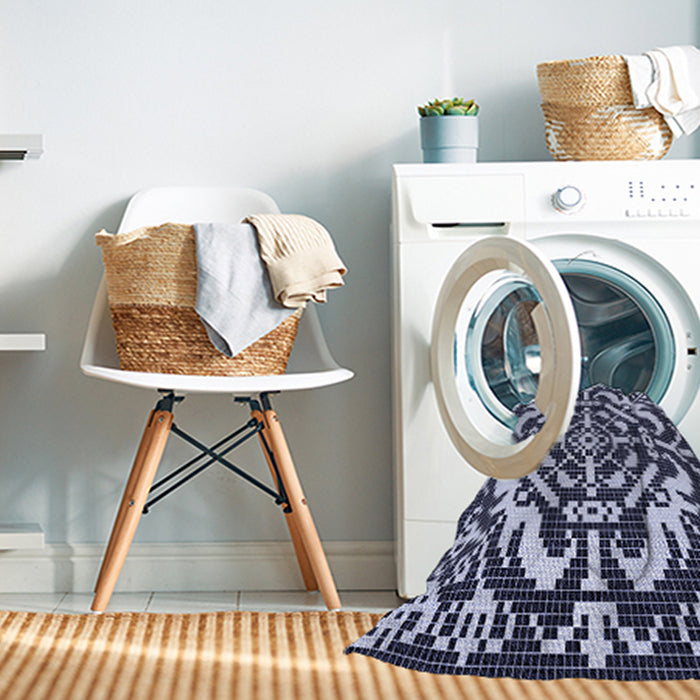 Machine Washable Transitional Night Blue Rug in a Washing Machine, wshpat3844blu