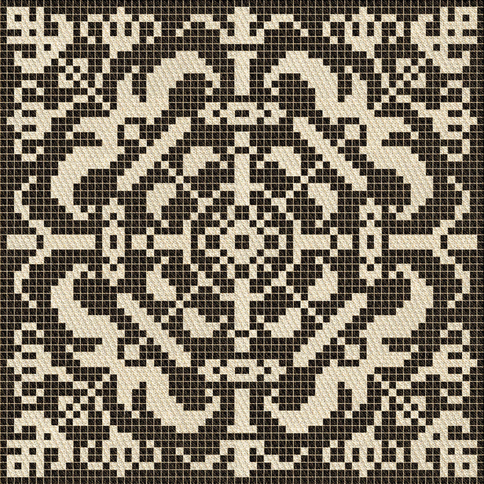 Round Patterned Midnight Gray Rug, pat3844brn