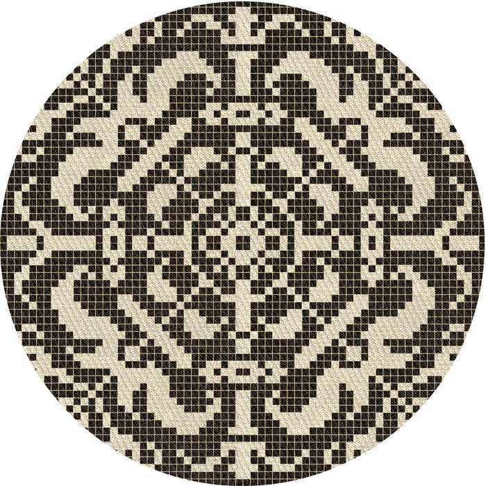 Square Patterned Midnight Gray Rug, pat3844brn