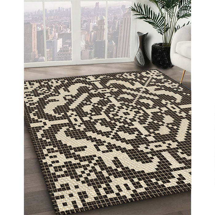 Machine Washable Transitional Midnight Gray Rug in a Family Room, wshpat3844brn