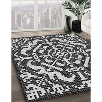 Patterned Charcoal Black Rug, pat3844gry