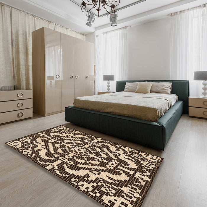 Patterned Red Rug in a Bedroom, pat3844org