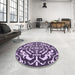 Round Patterned Dark Purple Rug in a Office, pat3844pur