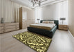 Patterned Midnight Gray Rug in a Bedroom, pat3844yw