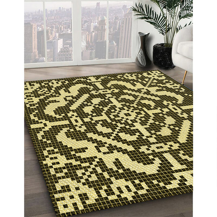 Patterned Midnight Gray Rug in Family Room, pat3844yw