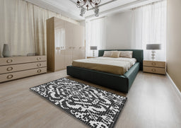 Patterned Gray Novelty Rug in a Bedroom, pat3844