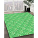 Patterned Neon Green Rug in Family Room, pat3846grn