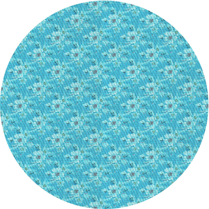 Square Machine Washable Transitional Bright Cyan Blue Rug in a Living Room, wshpat3846lblu
