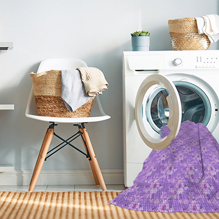 Machine Washable Transitional Pastel Purple Pink Rug in a Washing Machine, wshpat3846pur