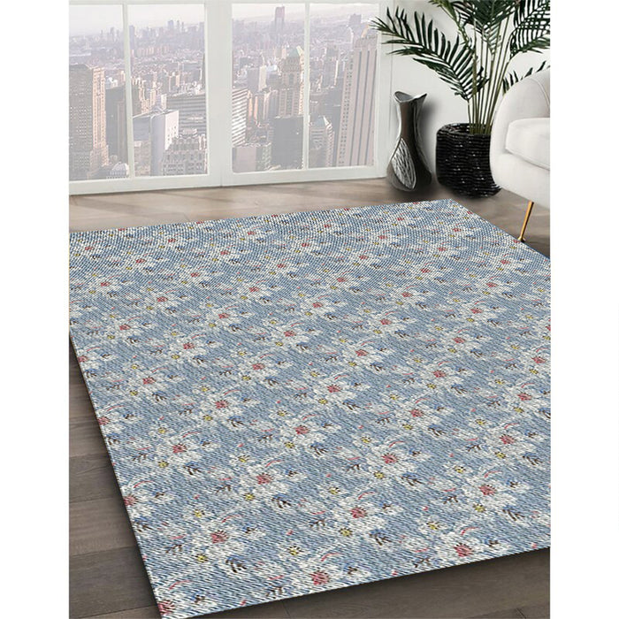Patterned Blue Novelty Rug in Family Room, pat3846