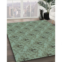 Patterned Dark Sea Green Rug, pat3847lblu
