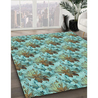 Patterned Hazel Green Rug, pat3848lblu