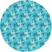 Square Machine Washable Transitional Dark Turquoise Green Rug in a Living Room, wshpat3849lblu