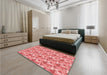 Round Machine Washable Transitional Light Salmon Pink Rug in a Office, wshpat3849rd