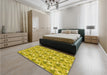 Patterned Yellow Rug in a Bedroom, pat3849yw