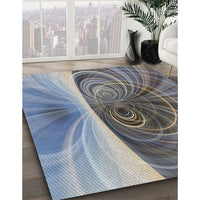 Patterned Blue Gray Novelty Rug, pat384