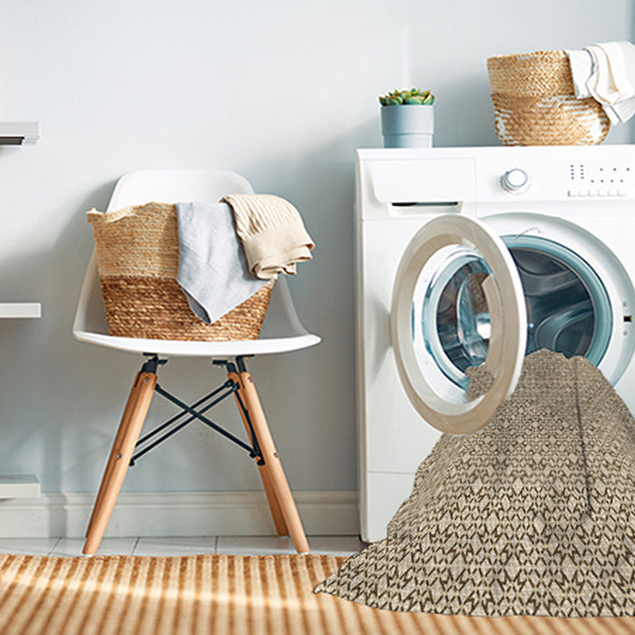 Machine Washable Transitional Vanilla Gold Rug in a Washing Machine, wshpat385brn