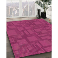 Patterned Hot Deep Pink Rug, pat3850brn