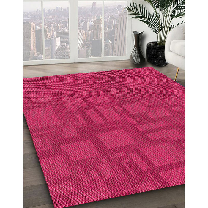 Machine Washable Transitional Hot Deep Pink Rug in a Family Room, wshpat3850org