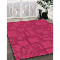 Patterned Hot Deep Pink Rug, pat3850org